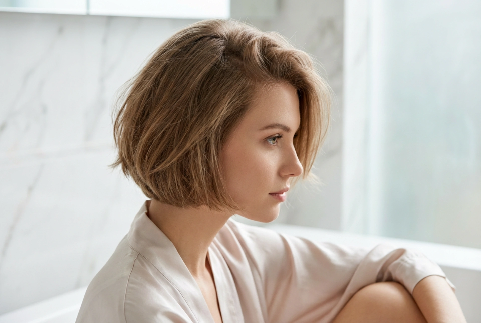 Krátky bob a jemné vlasy: nadvihnutie od korienkov a ľahká textúra