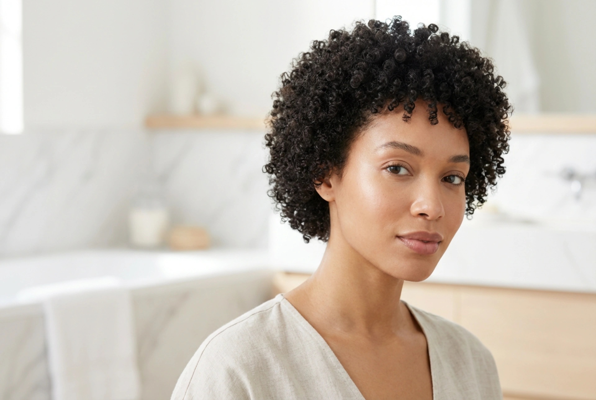 Prirodzené kučery: Elegantný krátky účes bez nežiaduceho krepovatenia