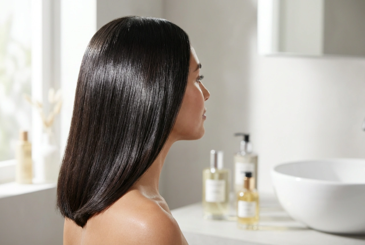 Efekt sklenených vlasov: Ako dosiahnuť dokonalý lesk na vlasoch po plecia