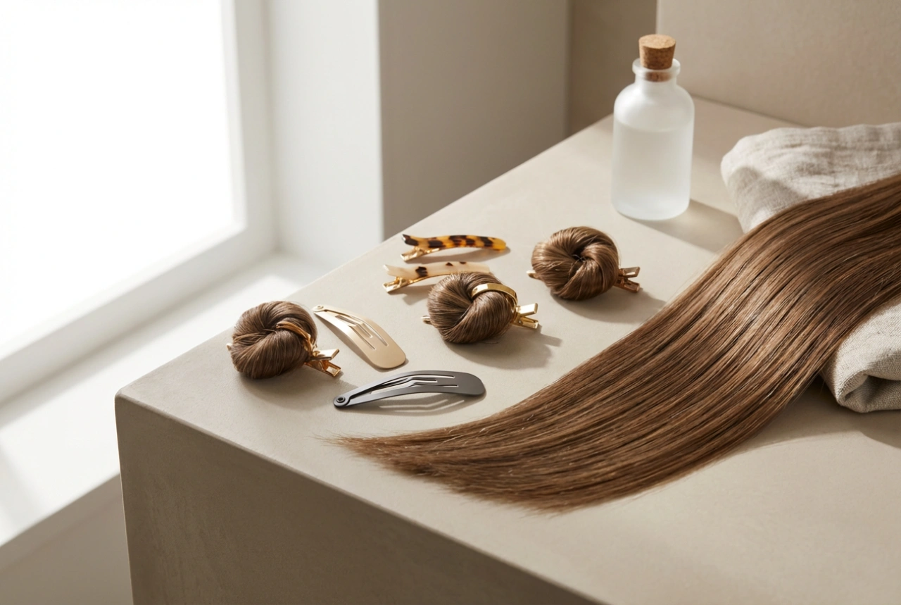 Móda na účesy z 90. rokov: rovné pramene, mini drdoly a sponky