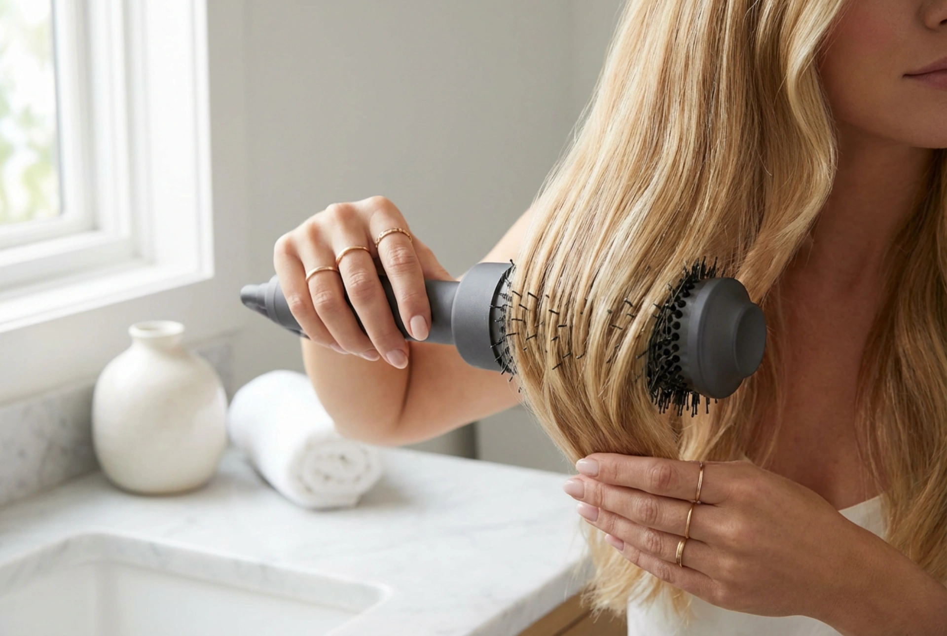 Kulmofén na vlasy: objem a vyhladenie bez klasického fénu