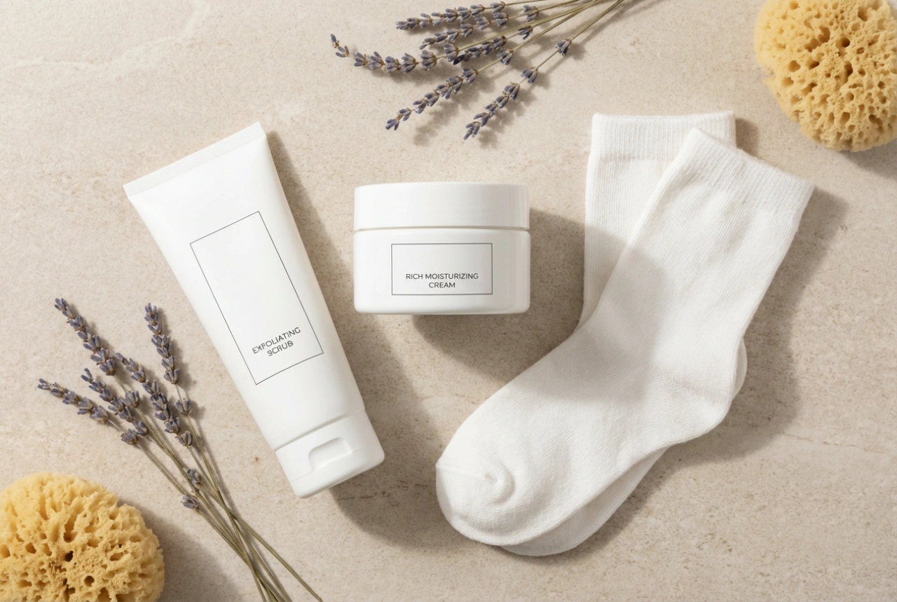 Denná rutina pre popraskané päty: peeling, krém a ponožky