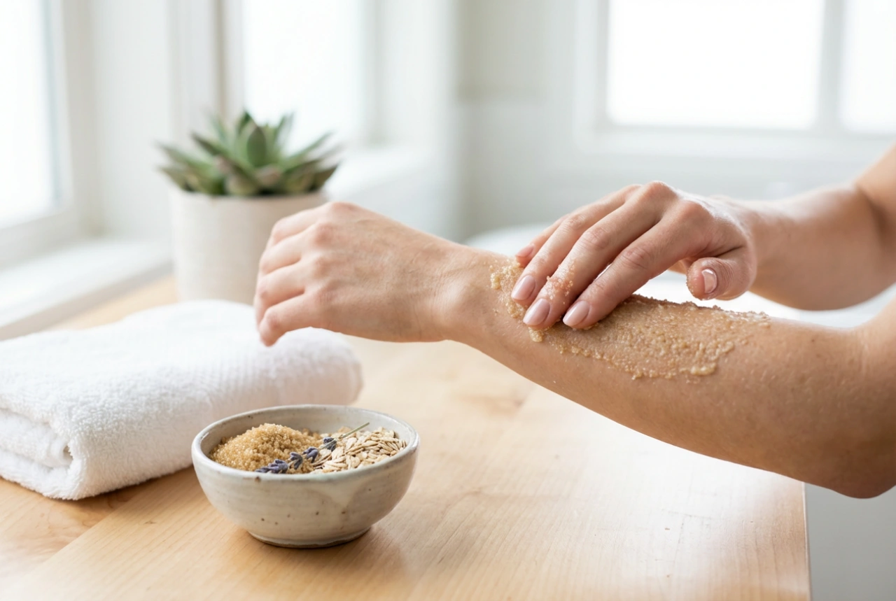 Jemný peeling na ruky doma: príprava pokožky a masáž