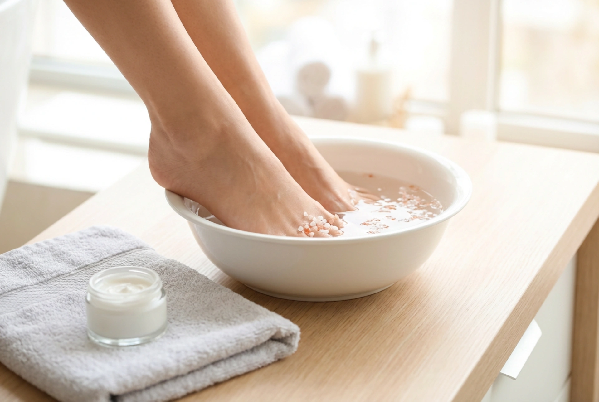 Soľ do kúpeľa nôh: obklad, namáčanie a starostlivosť po procedúre