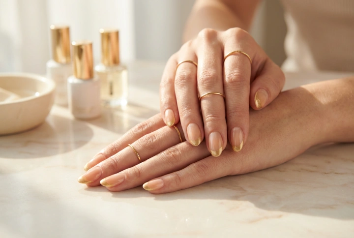 Zlatá francúzska manikúra krok za krokom: dokonalá línia a lesk