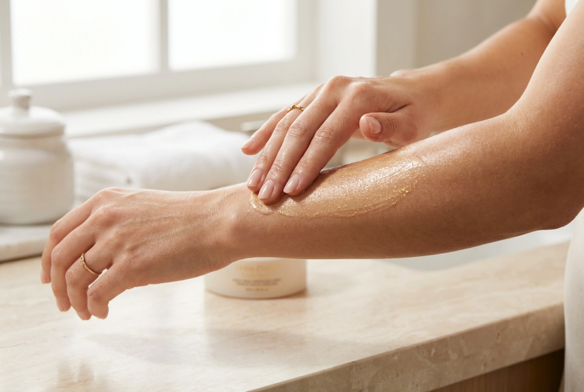 Balzam so zlatými čiastočkami: ako dosiahnuť jemný lesk bez škvŕn