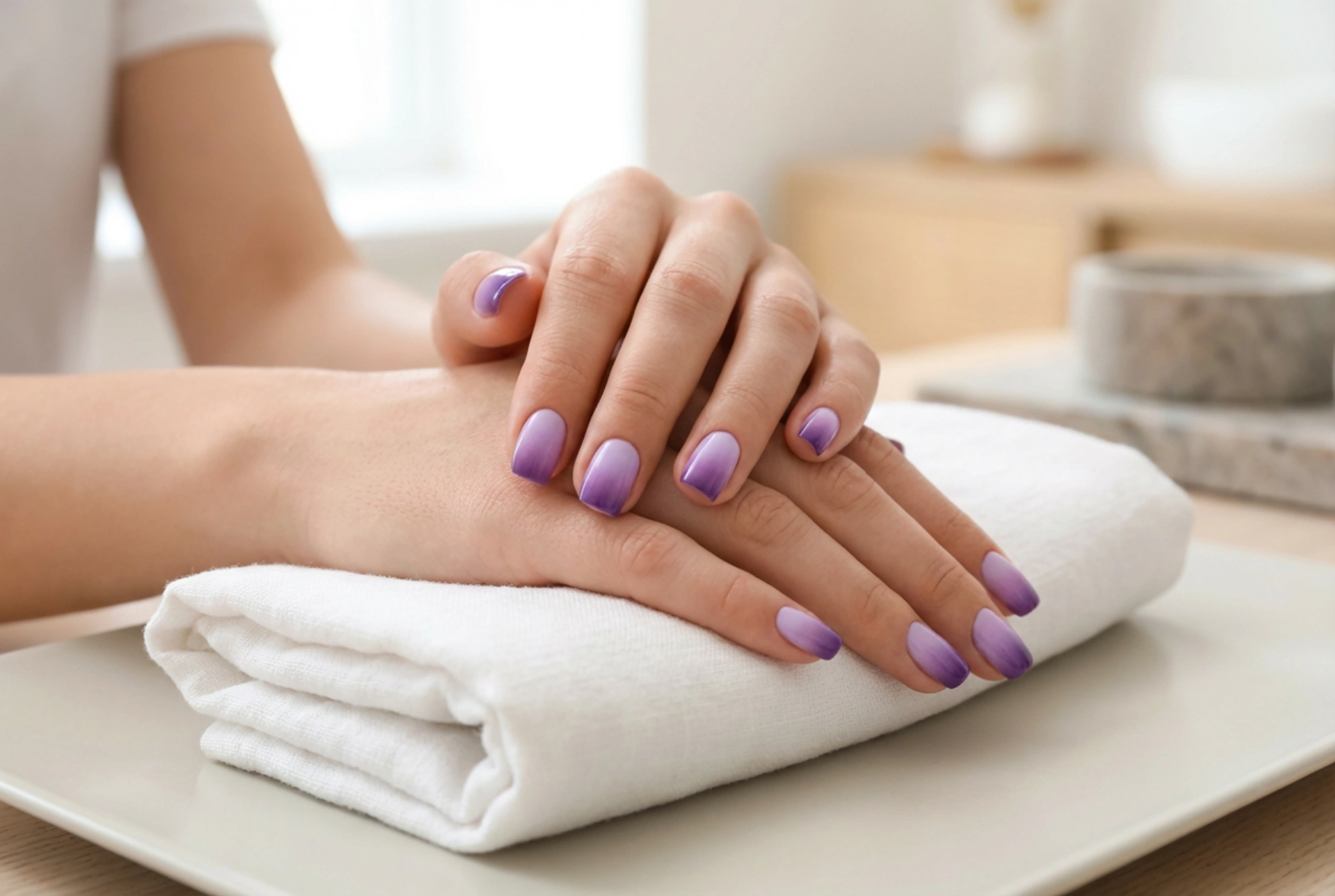 Fialové ombre nechty: ako dosiahnuť harmonický gradient vo fialovej