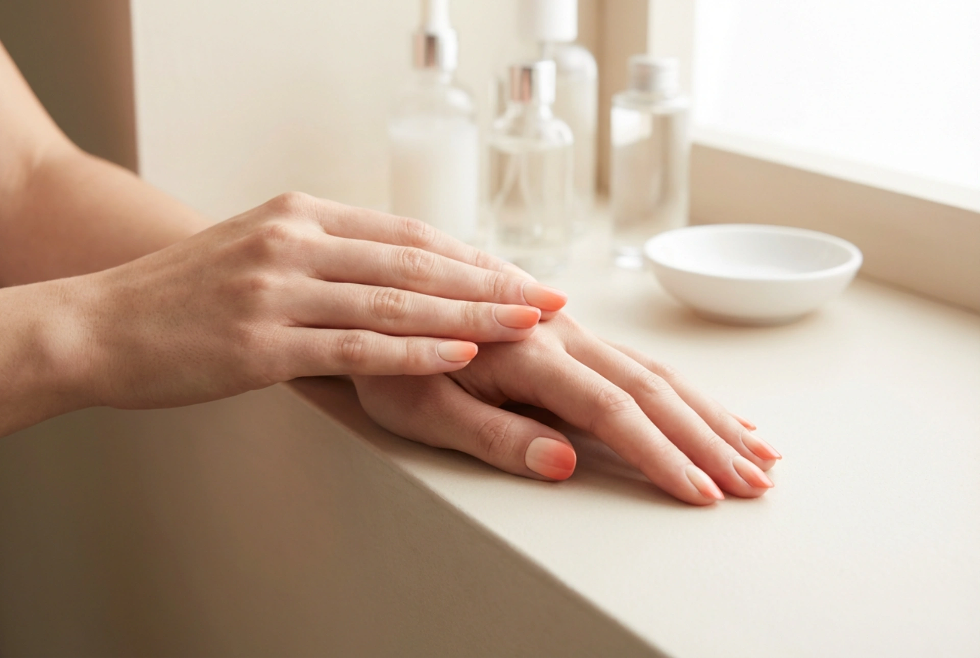 Broskyňové ombré: broskyňové ombré nechty krok za krokom