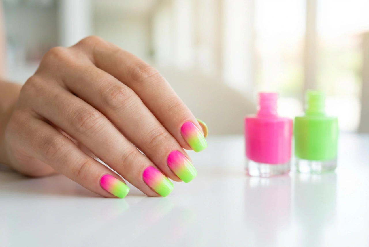 Ako si urobiť neónové ombre nechty: výber farieb a technika