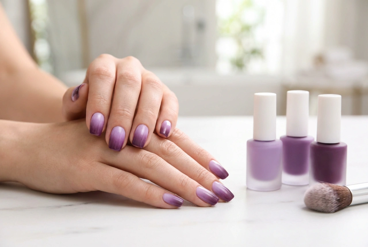 Fialové ombré nechty krok za krokom: ako miešať odtiene