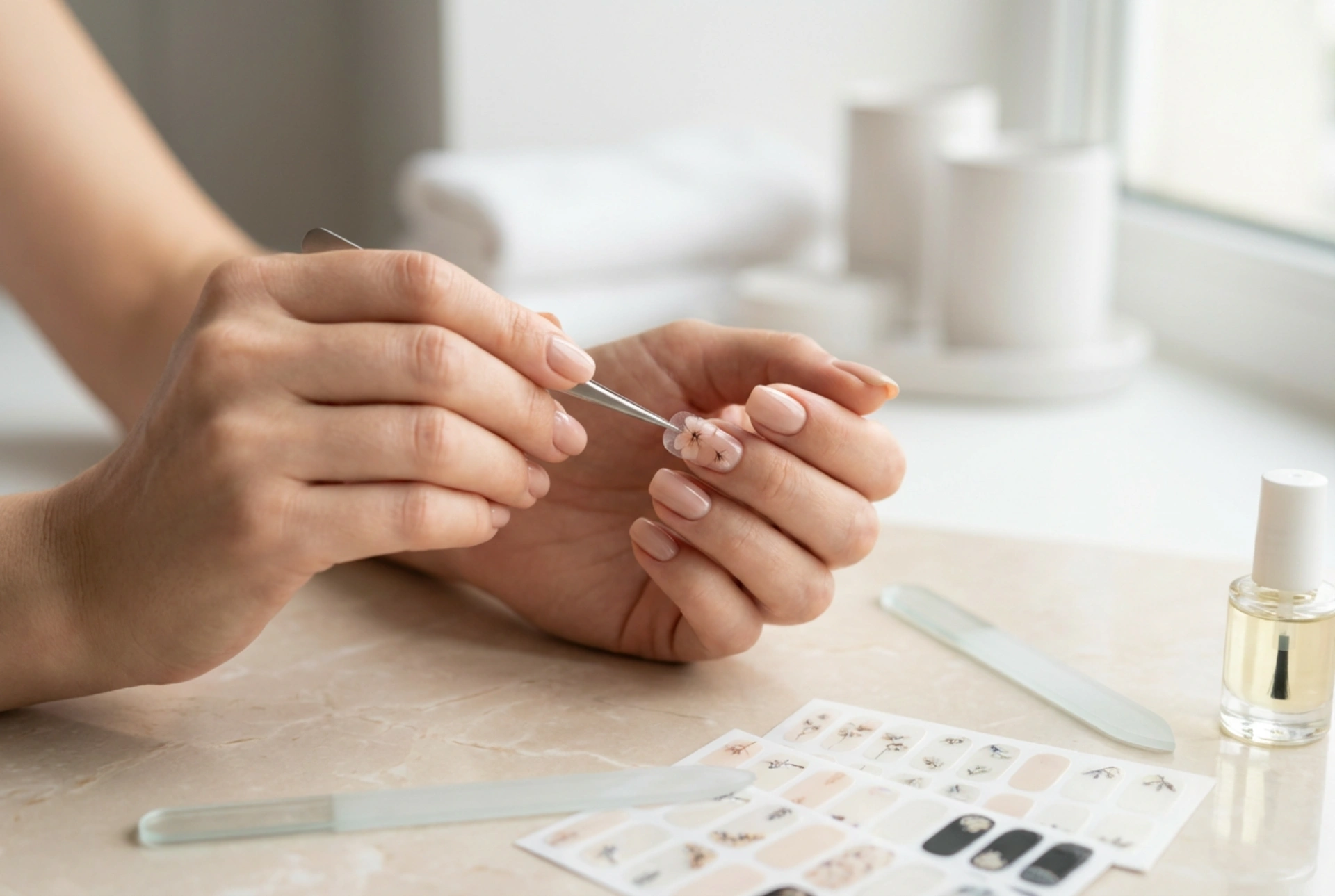 Nálepky na nechty: typy, precízna aplikácia a trvalá fixácia