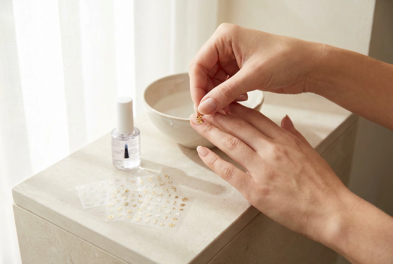 Nálepky na hybridné nechty: typy, aplikácia a zabezpečenie vrchným lakom