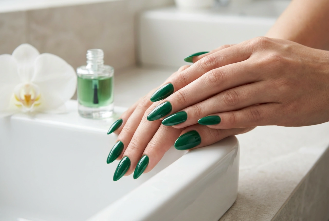 Zelený lak na nechty bez šmúh: príprava nechtovej platničky, vrstvy a záverečná úprava