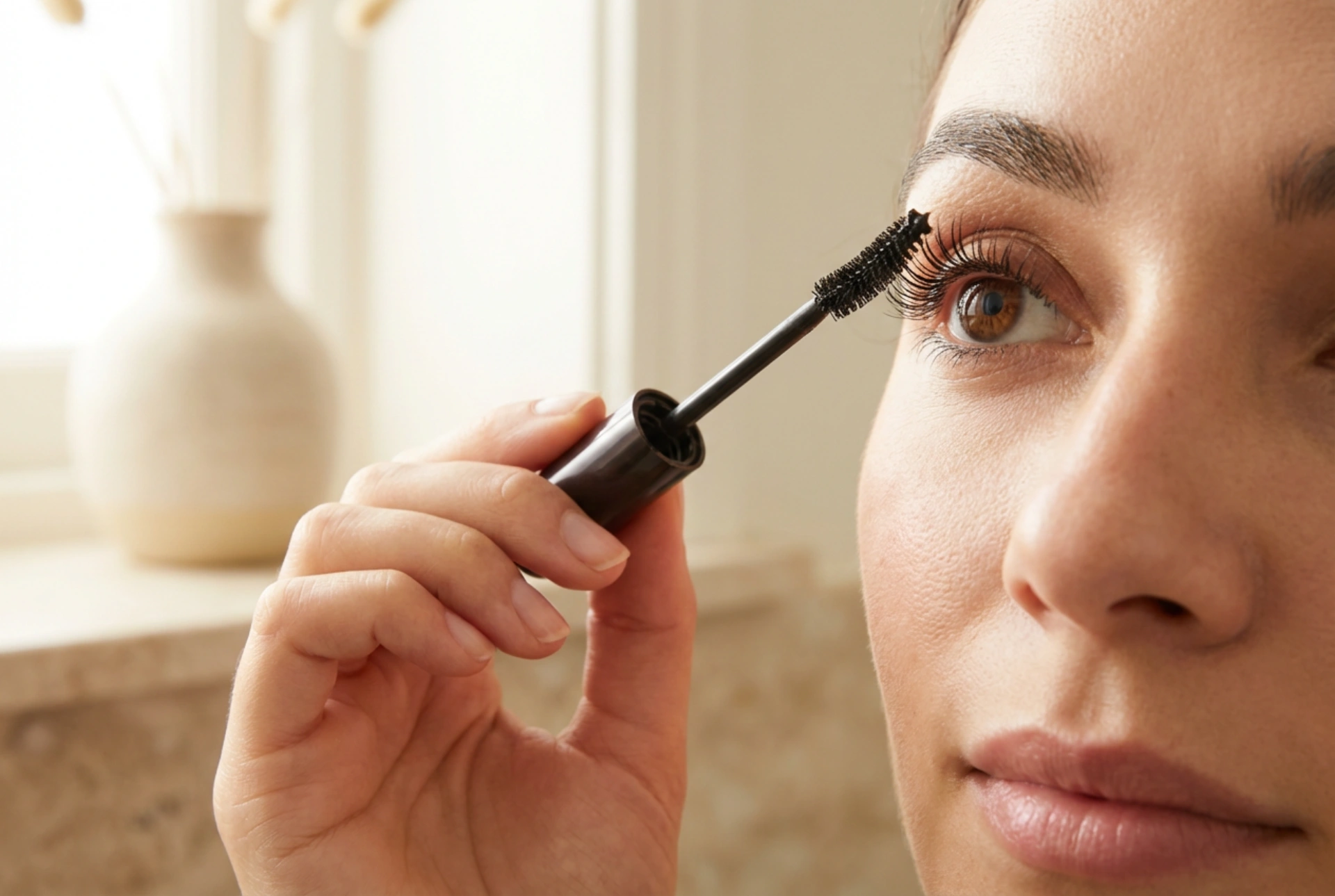 Predlžujúca a vytočujúca maskara: technika ohýbania a vrstvenia