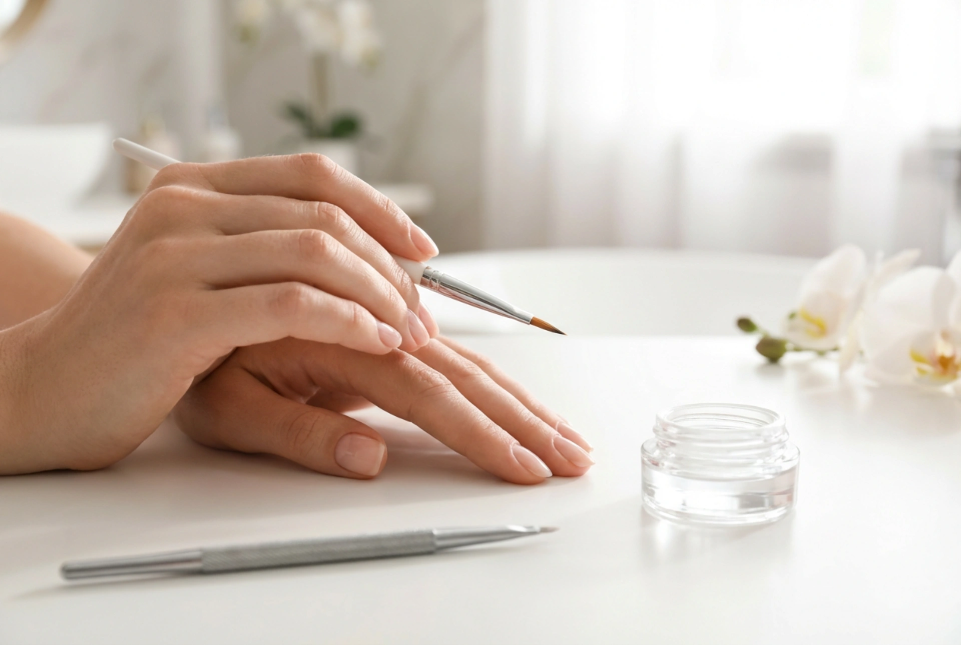 Hybridná manikúra: ako sa vyhnúť zatekaniu ku kožtičke a vzduchovým bublinám