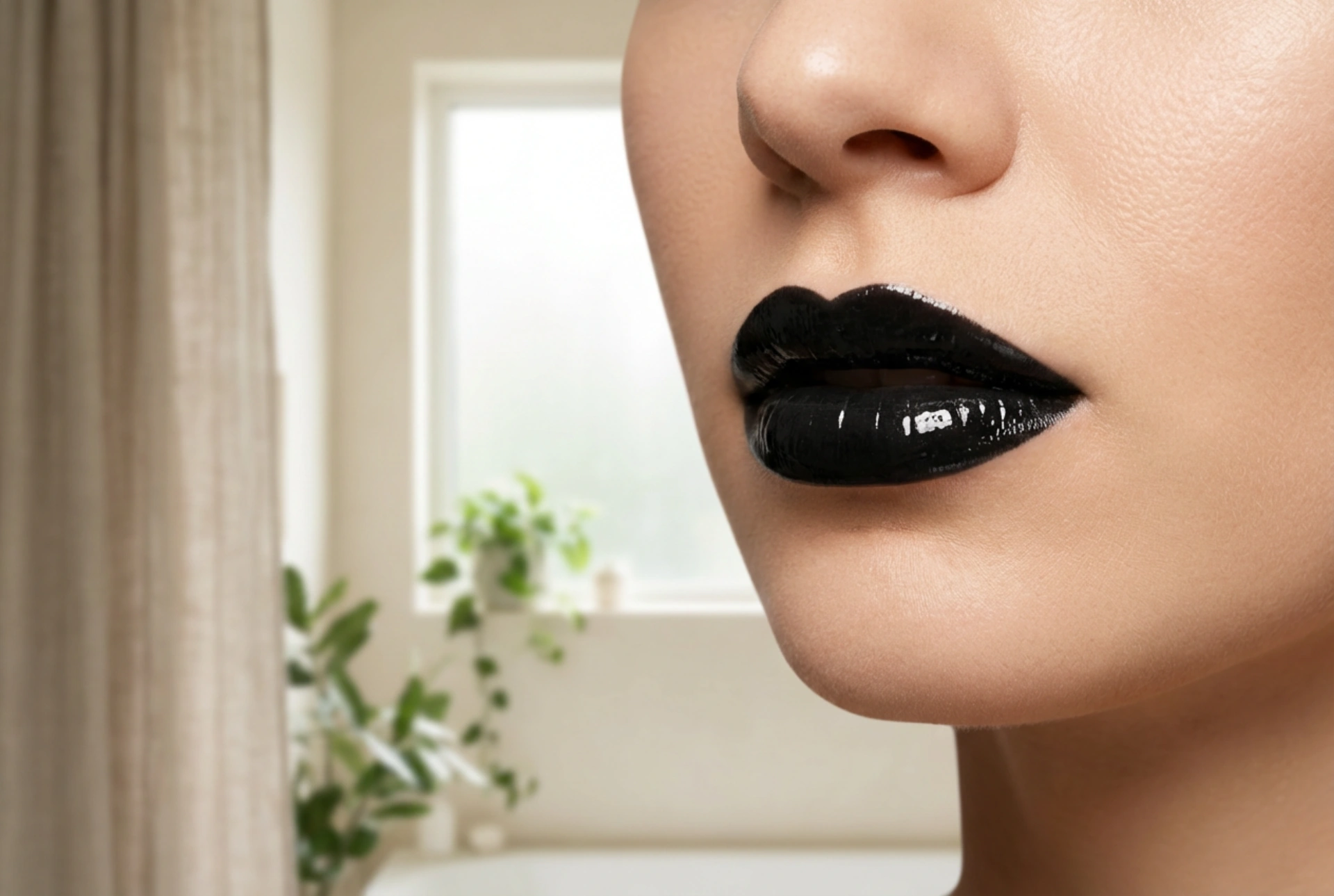 Čierny lesk na pery: od goth po glam, bez šmúh a fľakov