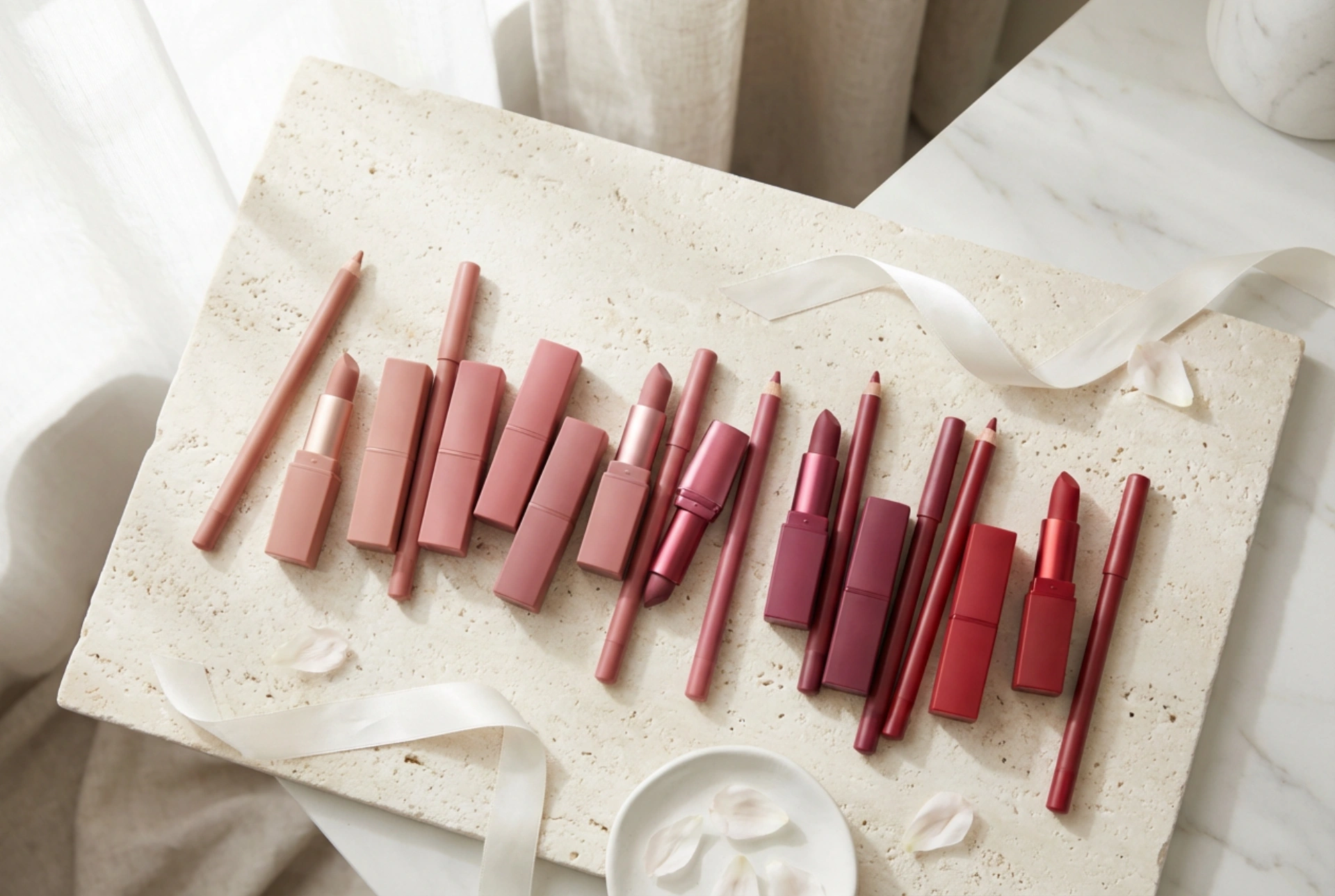 Kontúrovacie ceruzky na pery: Ako vybrať odtieň a techniku k rôznym rúžom